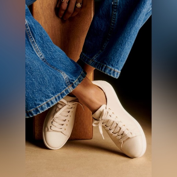 Sezane Jack trainers sneakers leather shoes white ecru size 42 US 10 - Picture 1 of 7